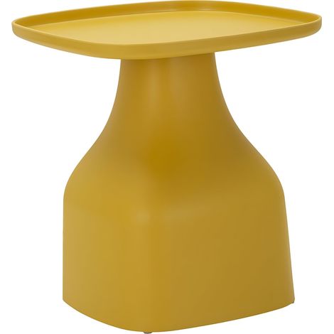 Tavolinetto Gea Giallo 48x48x50 cm - Tavolino da caffè moderno e minimalista in polipropilene resistente - Design sinuoso per interni