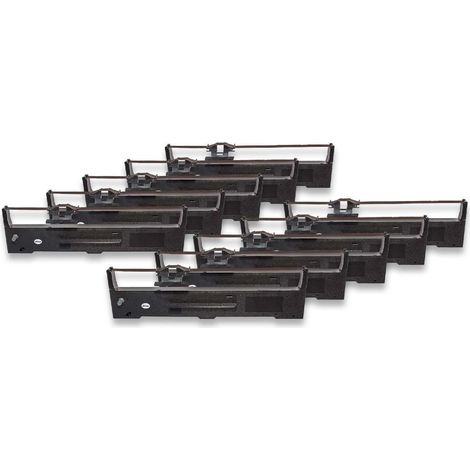 vhbw 10x Ribbon Cartridge Replacement for Epson C13S015337 for Dot Matrix, Receipt Printer - Black Ink Ribbon