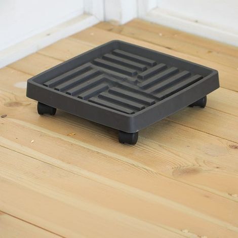 Mobile plant stand for flower pots with wheels, sturdy plastic tray, easy to move, multifunctional, 27×31×6.3 cm
