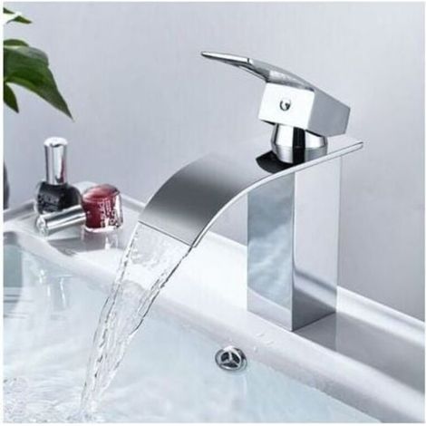 Wasserfall-Waschtischarmatur. Messing-Badezimmerarmatur. Waschtischarmatur mit breitem Auslauf.