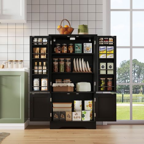 Meubles de cuisine de 120 x 60 x 40 cm avec éclairage LED, ouverture par capteur et grand espace de rangement avec quatre portes. (1/5)