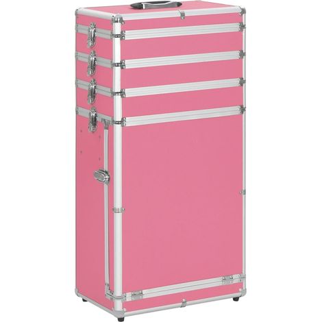 Valigia Trolley per Cosmetici in Alluminio Rosa