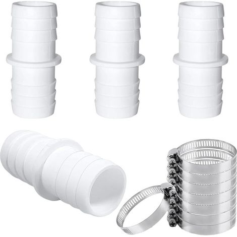 The 38 mm quick coupling set for pool and suction hoses contains 2 x 38 mm connectors and 4 metal hose clamps.--DTEKGAZ