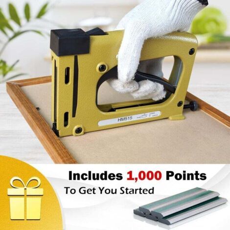 NALOOKAMIC HM515 Cloueur manuel à pointes flexibles avec 1 000 pointes pour fixer les pièces arrière des cadres, cloueur à pointes flexibles, pistolet à pointes, cloueur pour encadrement de tableaux