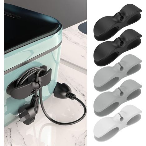 Organiseur de cordon, support de cordon adhésif, enrouleur de cordon, enrouleur de cordon pour appareil de rangement, mélangeur, mélangeur, cafetière, autocuiseur et friteuse à air (lot de 5) (1/5)