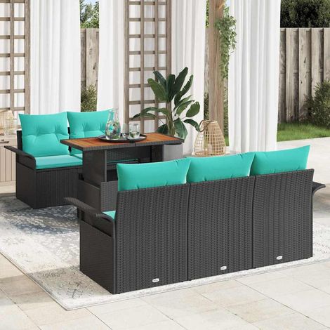 Teenpull – Garten-Sofa-Set 6 Stk. Schwarz Poly Rattan (1/5)