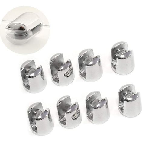 8 PCS Pince à Verre, Support étagère Pince réglable Pince pour verre, Pince Support en Alliage de Zinc Fixations Réglable Support, pour Fenêtre Balustrade Escalier Salle de Bains, 8-10mm (1/5)