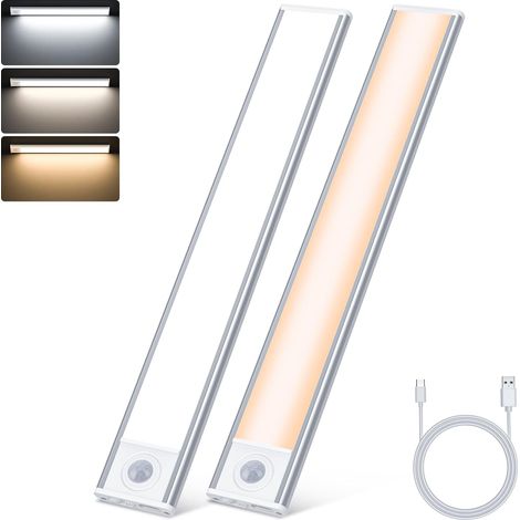 2PCS Lampe de Placard 40CM, Lampe d'Armoire LED Sans Fil Rechargeable par USB, Eclairage LED Magnétique à Capteur de Mouvement (1/5)