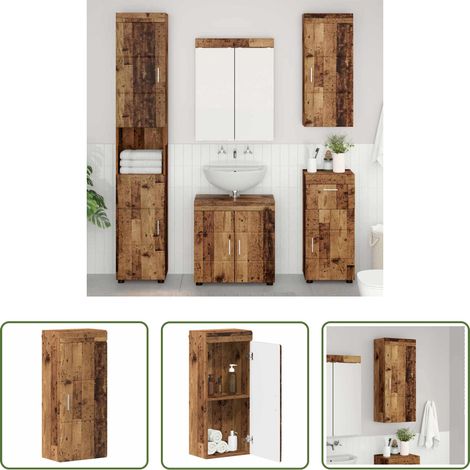 Rangement salle de bain - Armoire murale de salle de bain avec étagère TULUM Bois ancien (1/5)