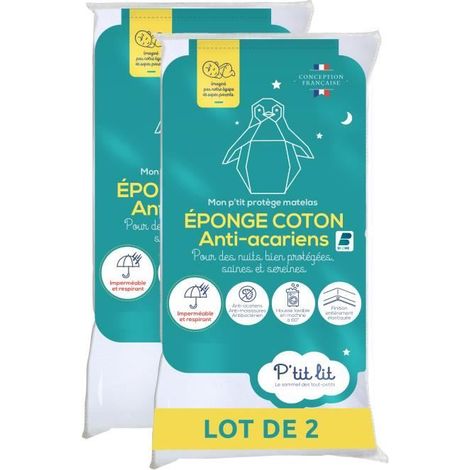 2er-Set Baby-Matratzen-Schoner Anti-Milben - 60x120 cm - Wasserdichtes Molton - 100% Baumwolle - Absorbierend