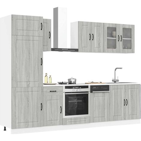 8 Piece Kitchen Cabinet Set Kalmar Grey Sonoma Engineered Wood vidaXL