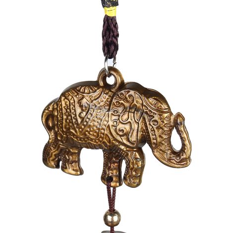 Carillon à Vent Éléphant Feng Shui, Décoration Maison Porte-Bonheur en Cloches Colorées (1/5)