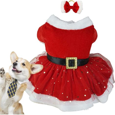 Christmas Pet Dress Shiny Mesh Thermal Shirt Winter Coat Cute