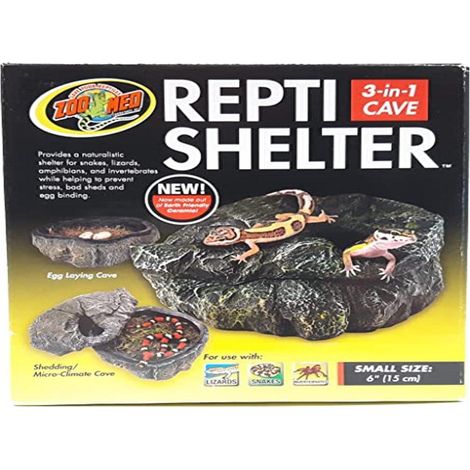 Zoo Med Repti Sherlter - Caverna nascondiglio per Rettili come in natura, Favorisce la muta, camera di ovodesposizione, 15 CM (1/4)