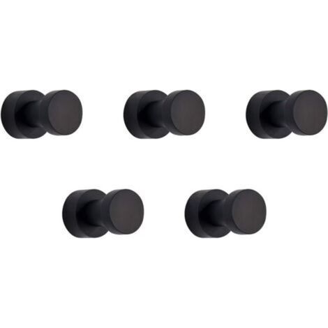 Crochet mural, crochet pour serviette pour salle de bain, cuisine, porte, armoire&placard, 5 paquets (noir)