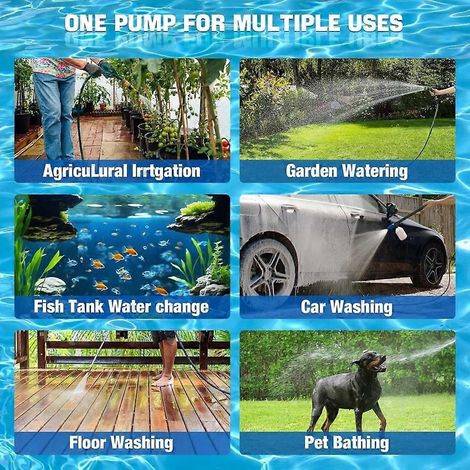 Mini pompe à eau compatible avec les batteries M18, pompe à eaux usées portable de 500 GPH avec filtre à sédimentation, pour le drainage des piscines et des jardins. (1/5)