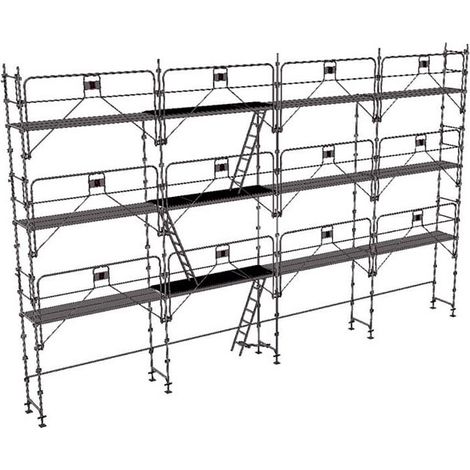 Gerüst 104m² - Stellrahmen + Gerüstböden + Geländer - DUO104GC-SP