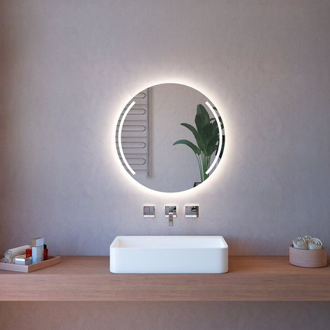 Badezimmerspiegel 75cm rund mit LED-Hintergrundbeleuchtung und Bluetooth ETR129-S