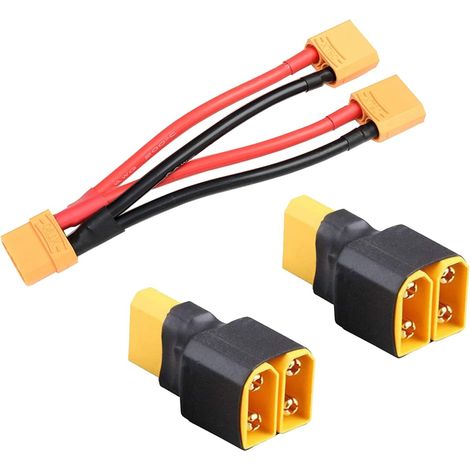 2pcs Adaptateur 1-Femelle à 2-Mâle Connecteur Parallèle XT90 Répartiteur et 1pc Câble Connecteur Parallèle XT90 Splitter pour Quadcopter Multirotor Lipo Batterie (1/4)