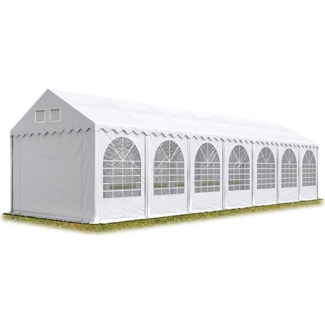 Festzelt 4x14 m Partyzelt Eventzelt XXL 2,6m hoch weiß Pavillon PVC 1400 N 100% wasserdicht