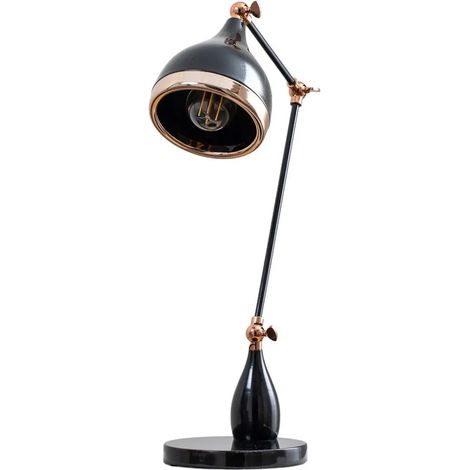[GEBRAUCHT] B-Ware Opviq Tischleuchte Lampe Yildo 7015 Schreibtischlampe Metall 50cm Schwarz/Kupfer