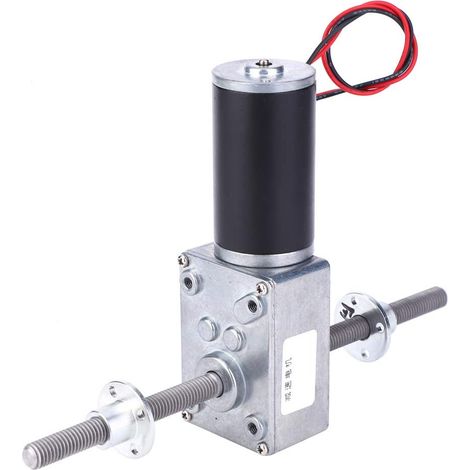 Moteur à engrenages Motoréducteur Moteur à vis sans fin Moteur à engrenages fileté M8 coaxial axe gauche et droit(Reduction ratio 50) (1/5)