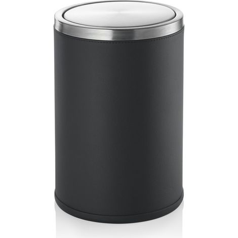 Poubelle Ø 20 cm 9 ltr noir inox similicuir - Was Germany (1/2)