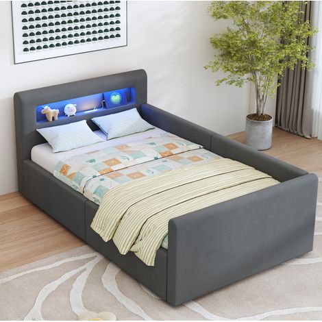 Cama infantil con almacenaje LED y USB 90x200 OKMYHOME (1/5)