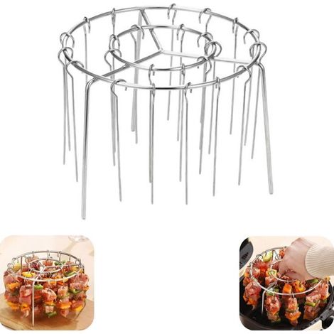 Grille de cuisson grille pour friteuse à air chaud support suspendu grille pour barbecue (argenté, 1610cm) (1/5)