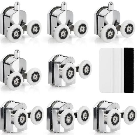 Rodillos para mamparas de ducha corredizas - Rodillos para mamparas de ducha corredizas de aleación de zinc de 23 mm de diámetro - Rodillos dobles de repuesto para baño
