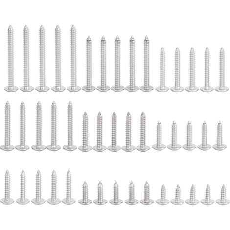 Lot de 45 vis autoperceuses Ø M6, tête ovale cruciforme, acier inoxydable 304, filetage profond multi-longueur (1/5)