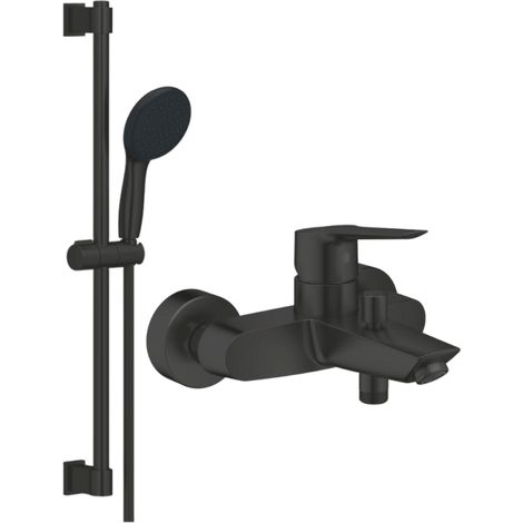 Mitigeur bain douche mécanique GROHE Start 2021 Noir mat + Ensemble de douche 2 jets avec barre Vitalio GROHE Start 110