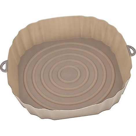 Plateau de cuisson pour friteuse à Air, 21cm, panier de poulet frit, tapis, Pot en Silicone marron (1/4)