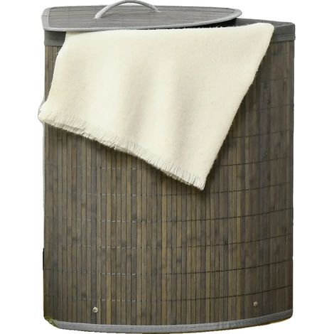 Cesto de ropa de bambú, capacidad de 55 litros, forro extraíble, dimensiones 60 cm x 40 cm x 30 cm, ideal para el cuarto de lavado, solución de almacenamiento práctica. (1/5)