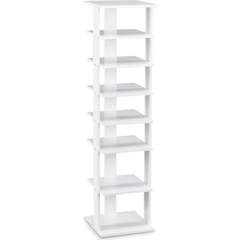 Scarpiera contenitore 26,5 x 27,5 x 110 cm 7 ripiani spaziosi dal design moderno bianco 200012070