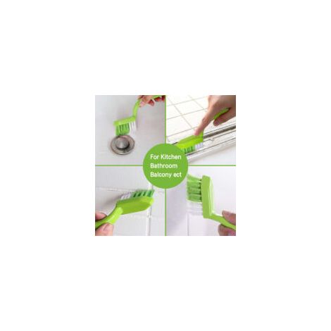 Juego de 4 cepillos para lechada, cepillo para limpiar azulejos/ventanas, cepillo para lechada con mango, cepillo para lechada de azulejos de baño, para limpiar pisos, ventanas y moho - Crezuo