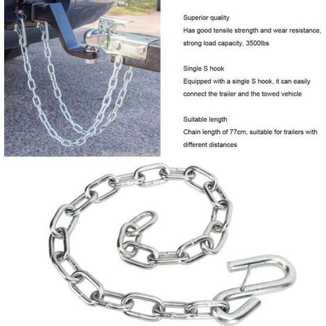 Chaîne de sécurité pour remorque 77 cm, capacité de charge 3500 lb, pour remorque de bateau, revêtement de protection (1/4)