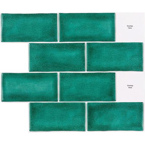 Papier Peint Carrelage Autocollant Vert 30 x 25 cm Style Mosaïque Sticker Mural Film Décoratif Imperméable pour Carreaux de Mur de Salle de Bains et de Cuisine (1/4)