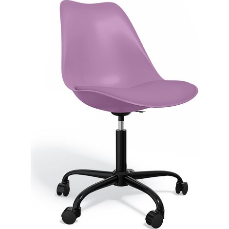 Sedia da ufficio con ruote - Sedia girevole per scrivania - Struttura nera Tulip Viola pastello (1/5)