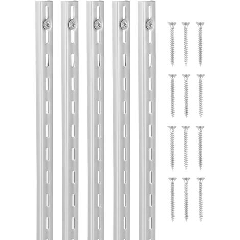 VEVOR Cremaillere deEtagere 990 mm Rail deEtageres Vertical Mural a Perforation Simple, Lot de 10, Rails Reglables Robustes en Acier, Facile a Installer, pour Etageres de Rangement, Armoires, Placards