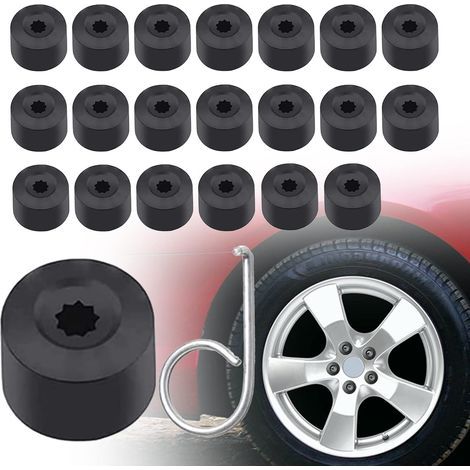 20pcs pour VW Golf Cache Boulon Jantes Voiture Ecrou de Roue Bouchon Noir (1/4)