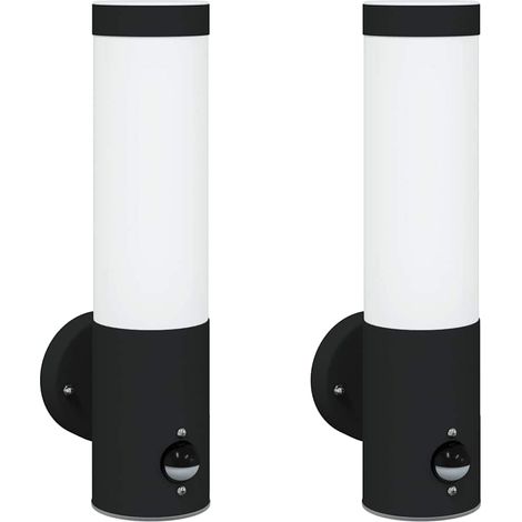Set di 2 moderne applique da giardino impermeabili 12 x 8,5 x 29 cm acciaio inox nero 020056488