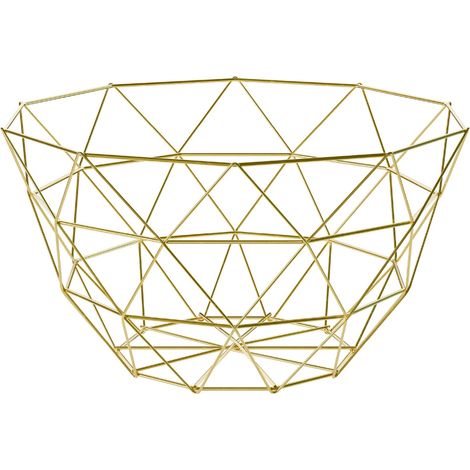 Porte-fruits en métal doré - Panier à fruits design moderne pour cuisine et table - Diamètre 26 cm, Hauteur 14 cm - Bol décoratif en fil de fer doré (1/5)