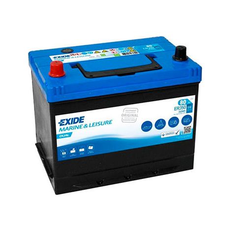 Exide - Batterie bateau EXIDE Dual ER350 (350Wh) 12V 80Ah Auto