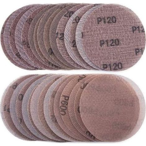 ALLIANDISLot De 30 Disques Abrasifs Auto-Agrippants 125 Mm Grain 80 À 600 Pour Ponceuse Tampons De Rechange Papier Abrasif Sec (1/4)
