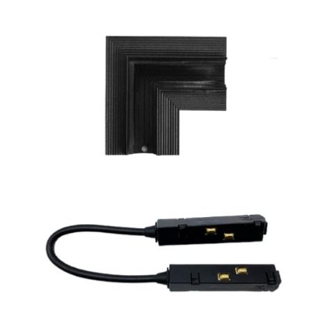 Connecteur Angle 90° pour Rail Magnétique Encastré Noir + Connecteur Souple - SILUMEN (1/4)