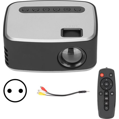 Mini Projecteur Portable Argent Noir Full HD 1080P Vidéo Cinéma pour Home Cinéma Films en Plein Air 100‑240V Prise UE 100‑240V (1/5)