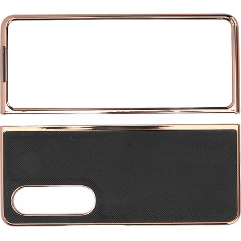 Étui de téléphone portable en cuir de vachette grainé électroplaqué nano, protection pour Samsung Galaxy Z Fold 4 noir (1/5)