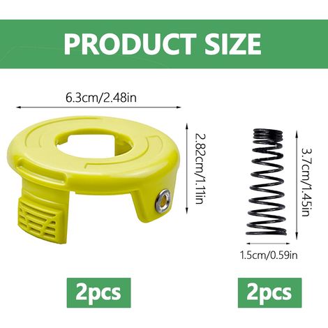 couvercles de bobine de débroussailleuse, compatibles avec Ryobi RAC118 RAC119, pour Ryobi RLT3025F,RLT3025S,RLT3525S,RLT2523,RLT3525,RLT3123(2 capuchons + 2 ressorts)