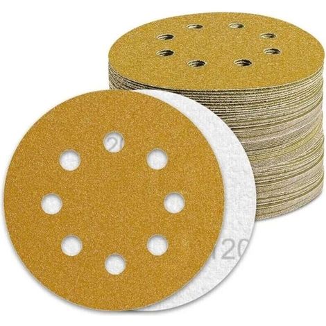 100 disques ponçage 125mm grain 120 - Papier abrasif pour ponceuse excentrique - Qualité professionnelle
